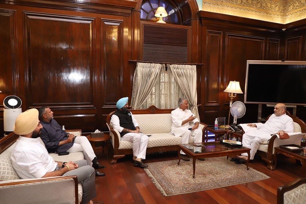 Sunil Jakhar with Union Home Minister Amit Shah. The family's seat at the national table, a generation on.